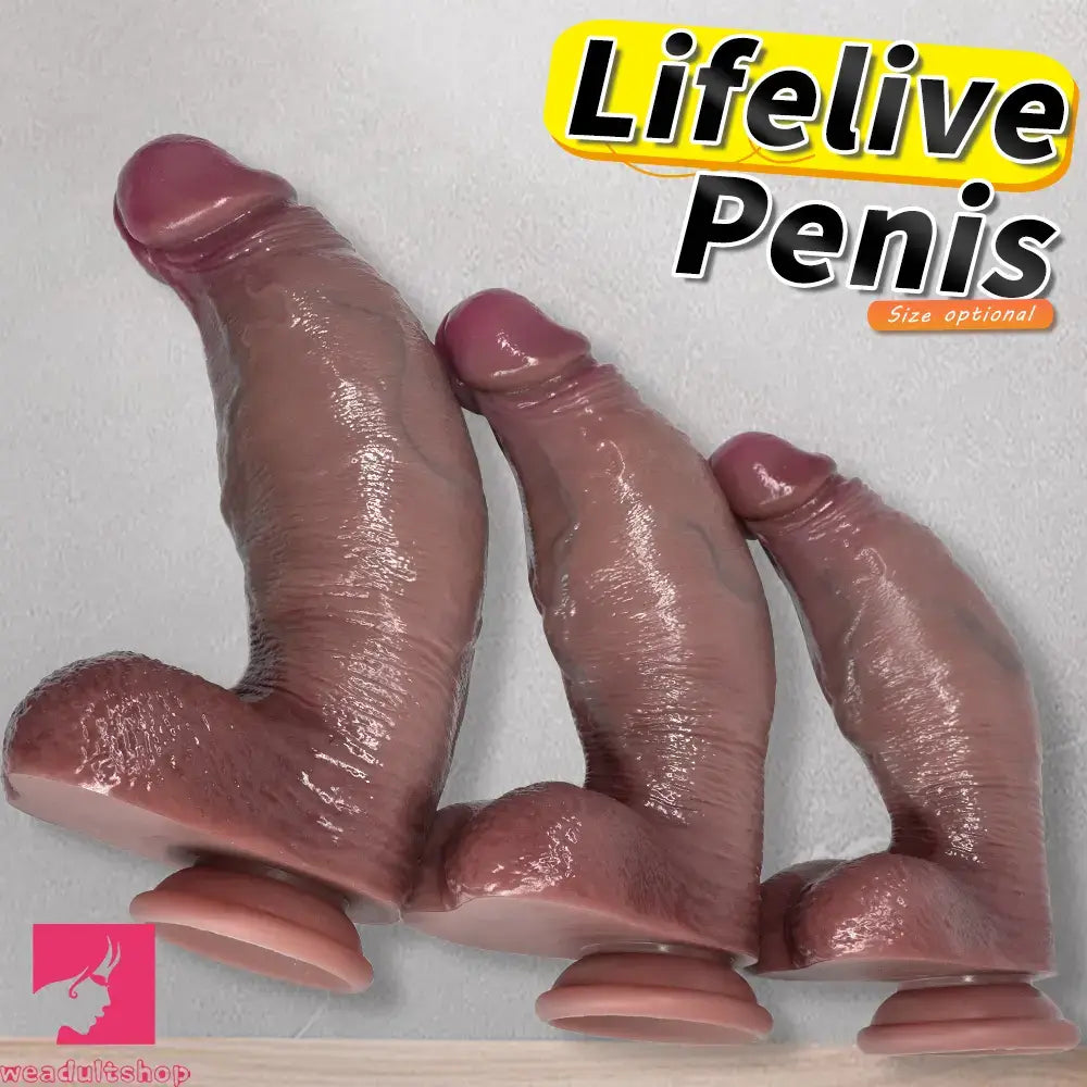 9.05in 10.23in 11.41in Strap on Realistic Soft Dildo Penis Masturbator