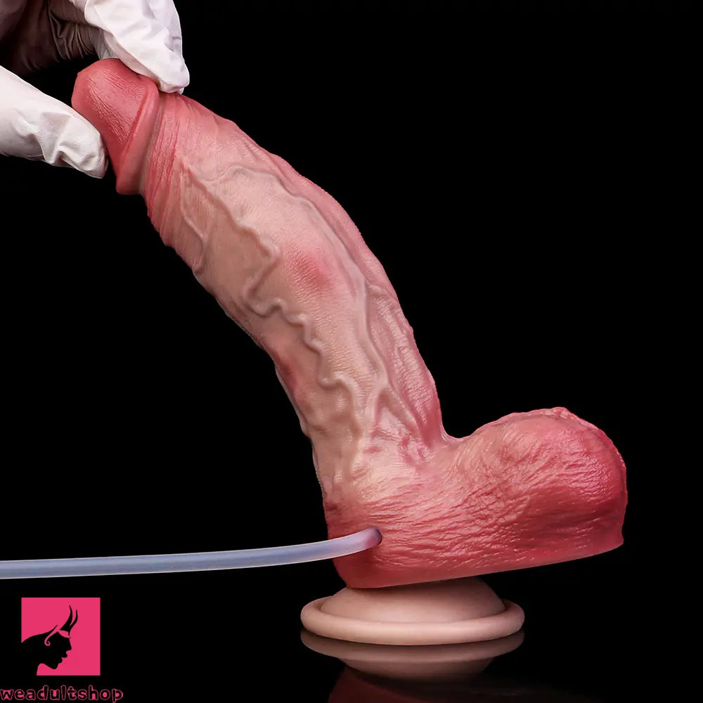 7.76in Flesh Lifelike Liquid Silicone Double Layer Lifelike Cumming Dildo