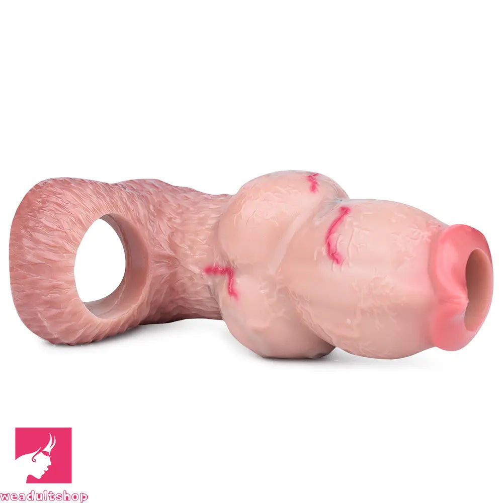 5.47in 6.49in 6.77in Realistic Dog Lifelike Dildo Cock Sleeve Close Open Head