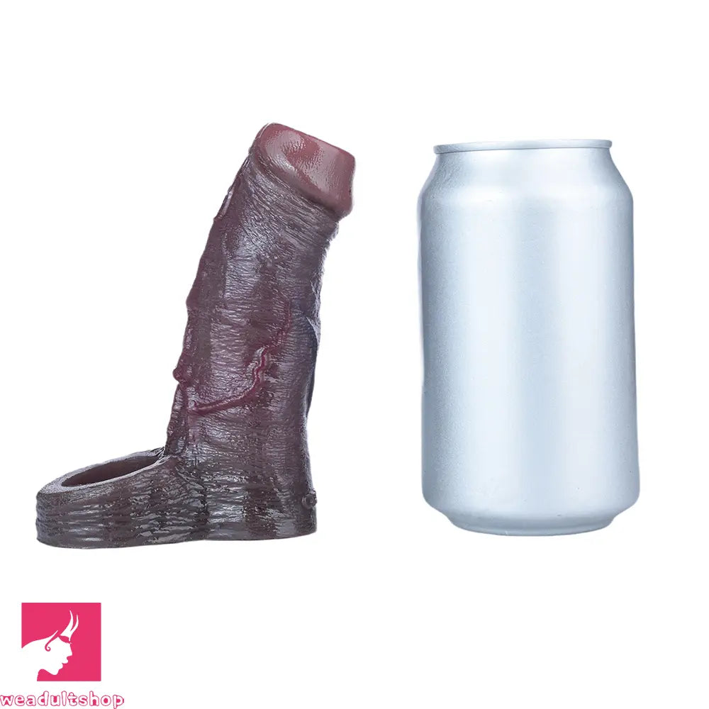 4.29in 4.96in 5.94in Soft Elastic Real Wearable Platinum Silicone Dildo Sleeve