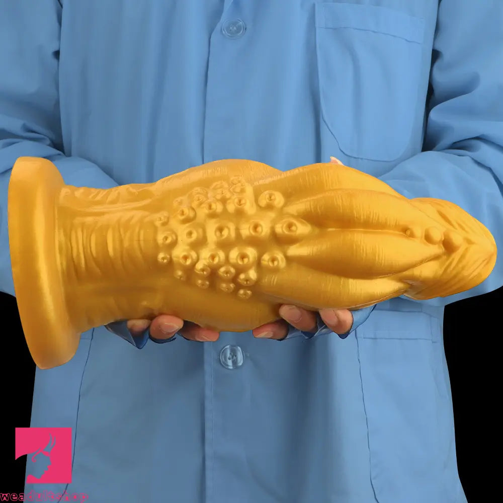 8.66in 9.06in 9.84in 11.42in 12.4in Golden Silicone Fantasy Soft Anal Dildo