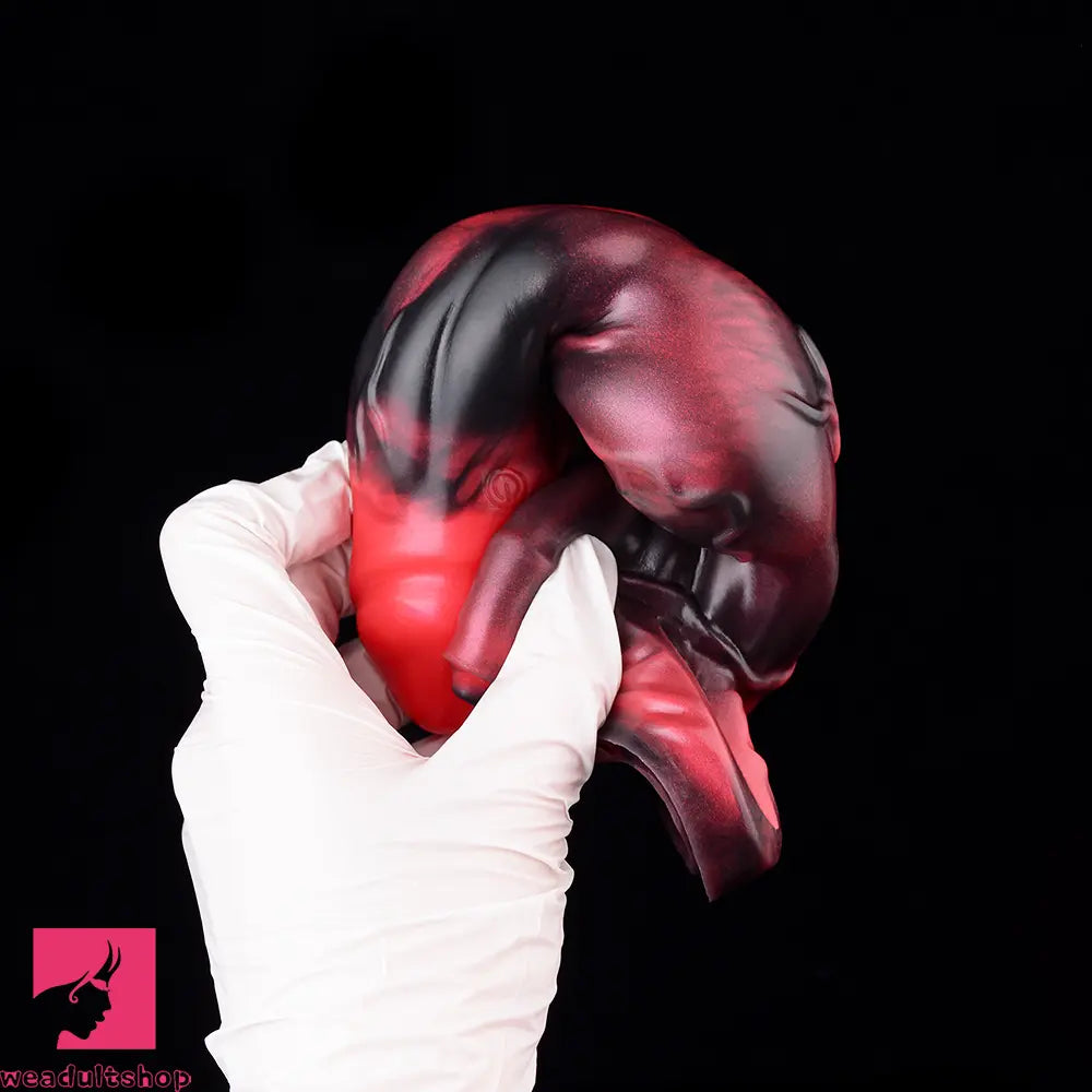7.17in Silicone Animal Sleeve Knot Vibrating Hollow Dildo With Cock Ring