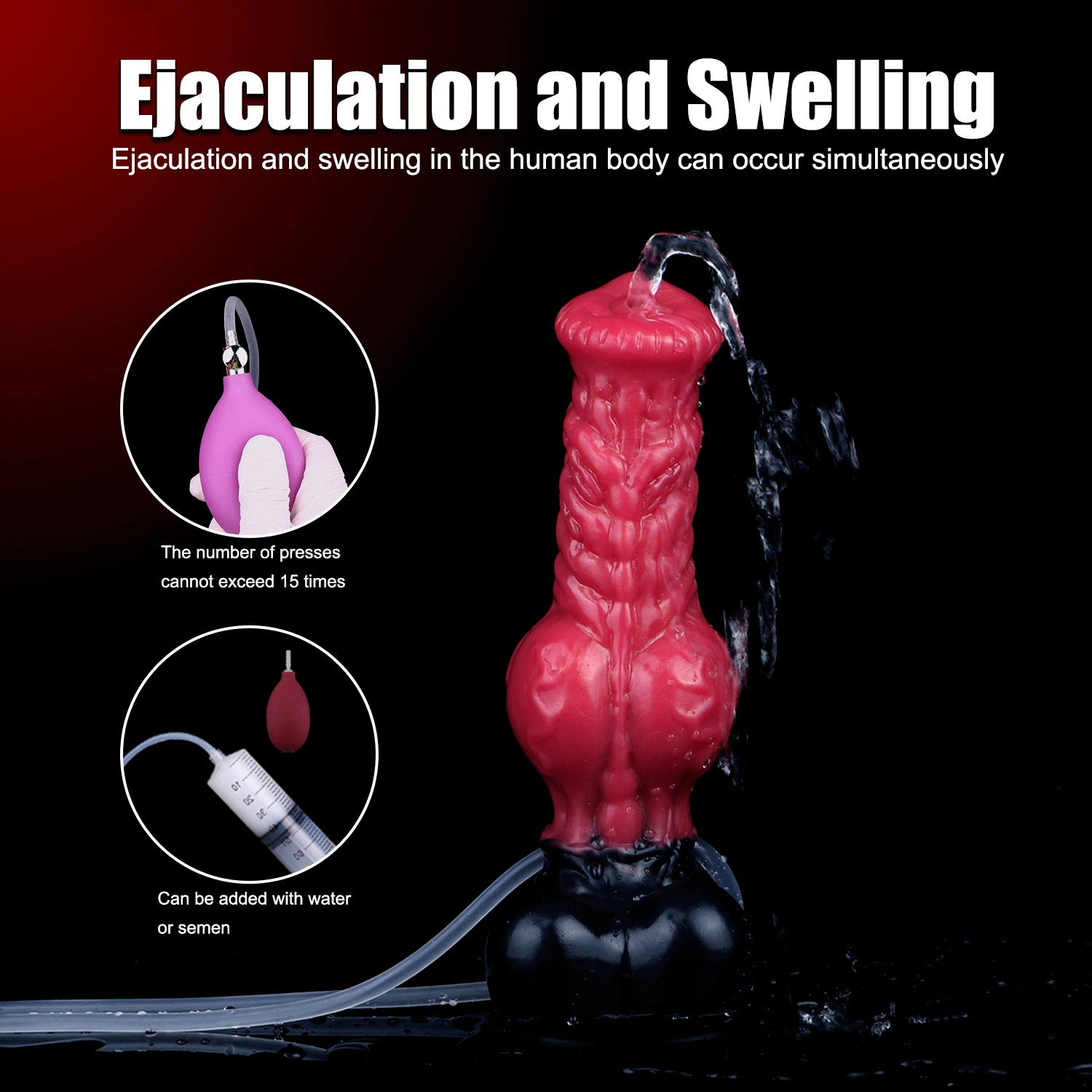 8.26in Horse Knotted Silicone Soft Big Dildo Ejaculating Penis Sex Toy