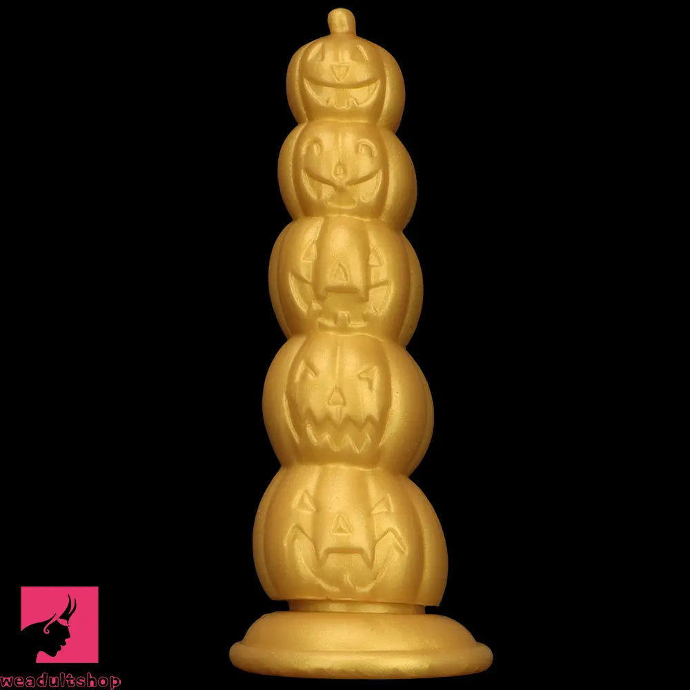 7.28in 8.66in 9.84in Golden Silicone Halloween Pumpkin Anal Odd Dildo