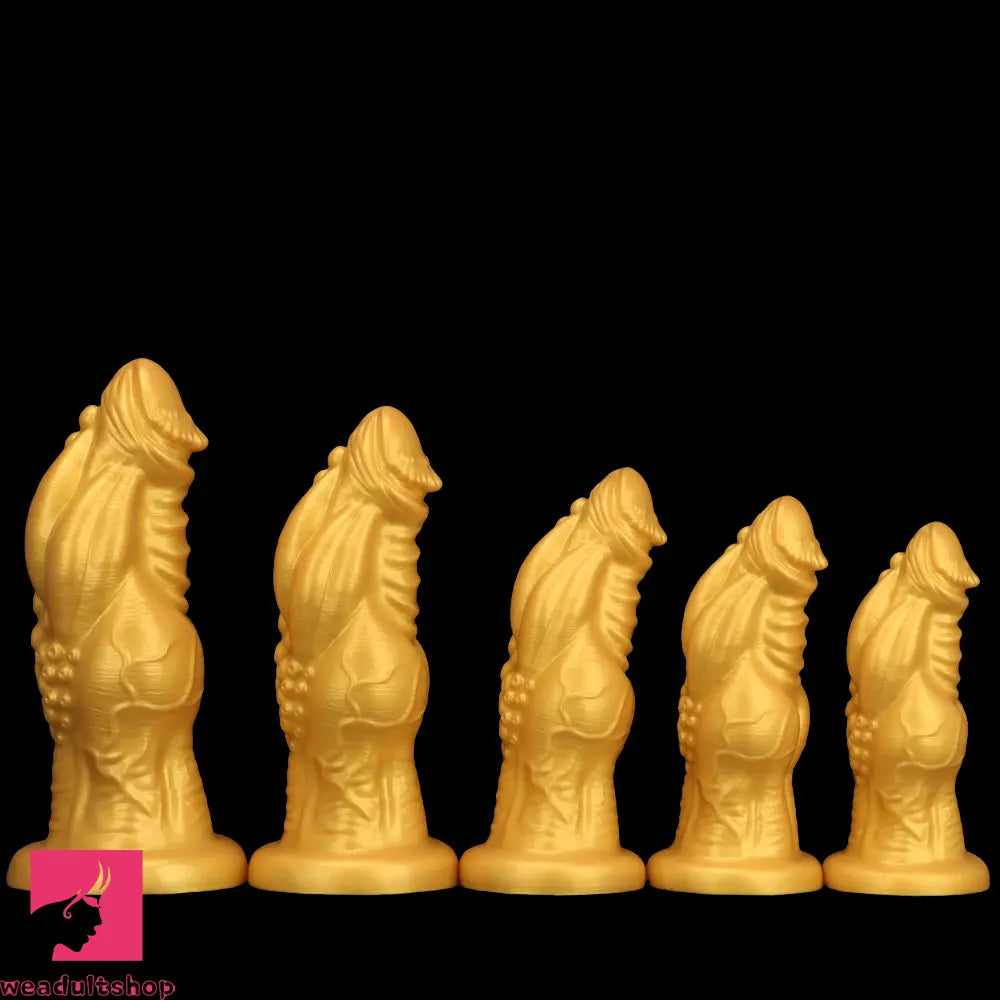 8.66in 9.06in 9.84in 11.42in 12.4in Golden Silicone Fantasy Soft Anal Dildo