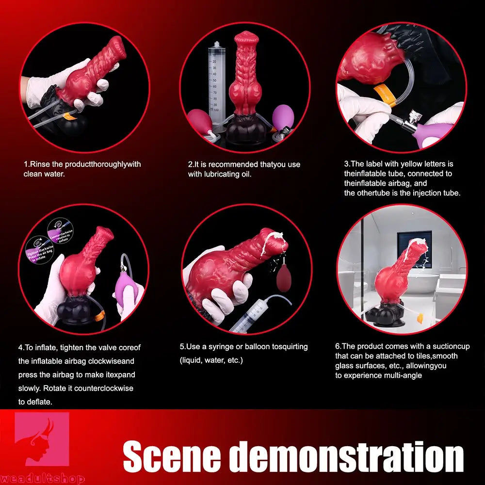 8.26in Horse Knotted Silicone Soft Big Dildo Ejaculating Penis Sex Toy