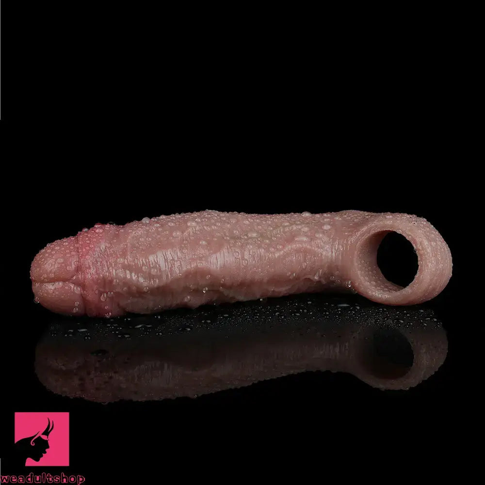 5.82in Uncut Real Silicone Soft Cock Sleeve Dildo Realistic Pleasure Toy