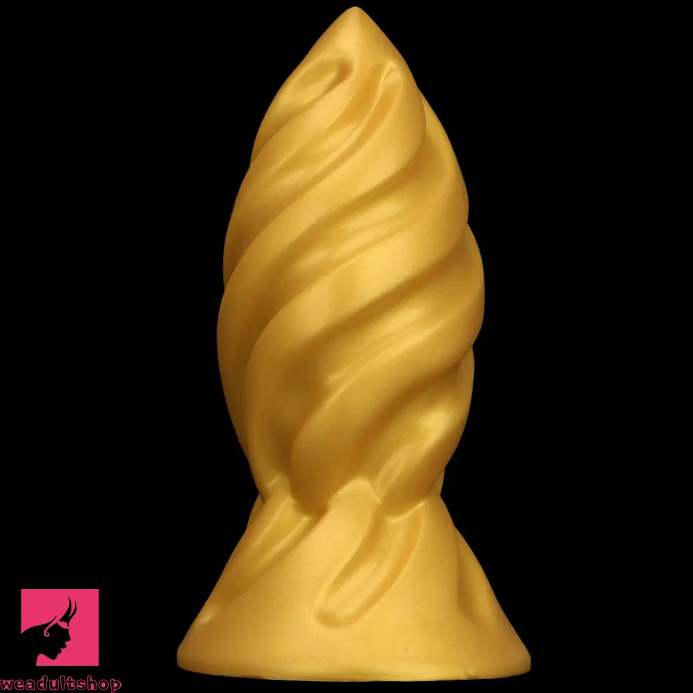 6.49in 7.67in 9.05in 9.84in Golden Silicone Spiral Thread Women Dildo