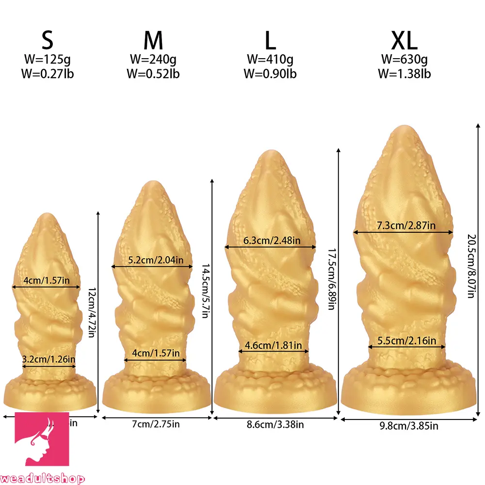 4.72in 5.7in 6.89in 8.07in Soft Silicone Dildo Butt Plug Erotic Anal Stimulator