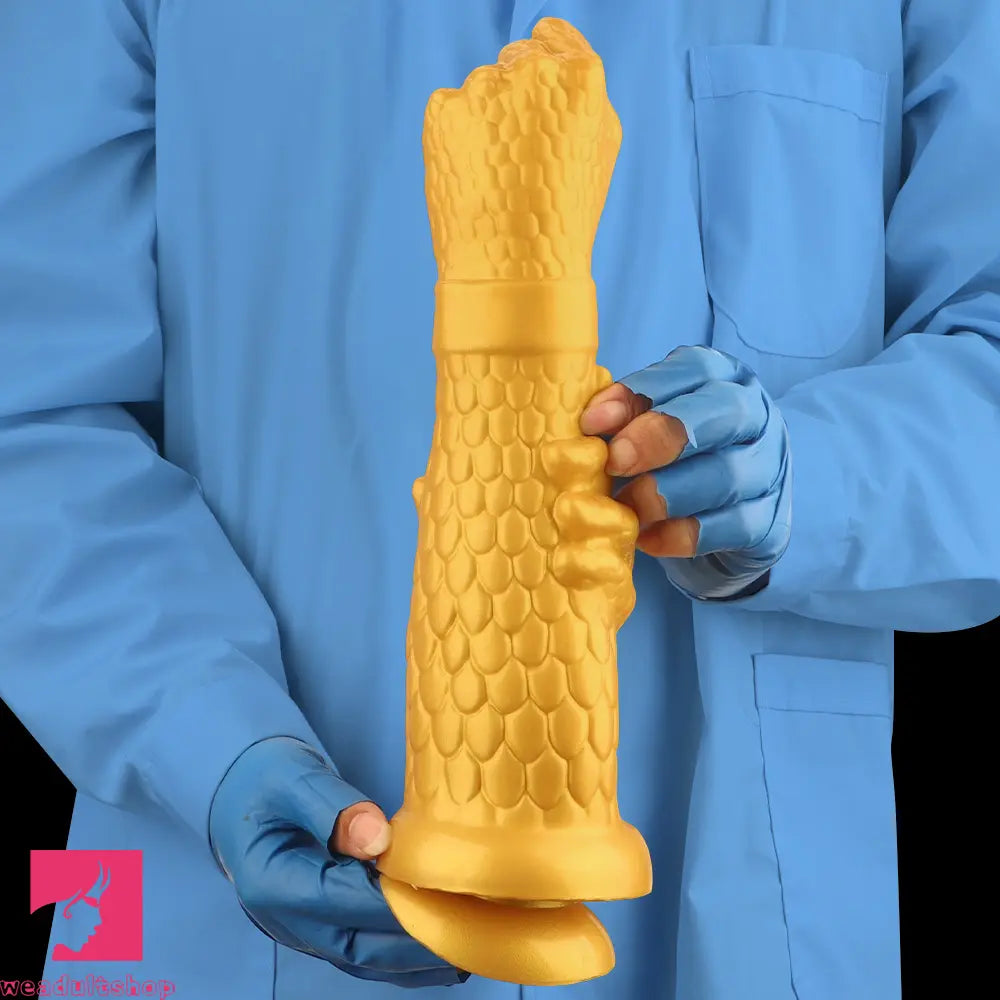 13in Golden Silicone Fist Large Prosthetic Arm Hand Dildo For Fist Hand