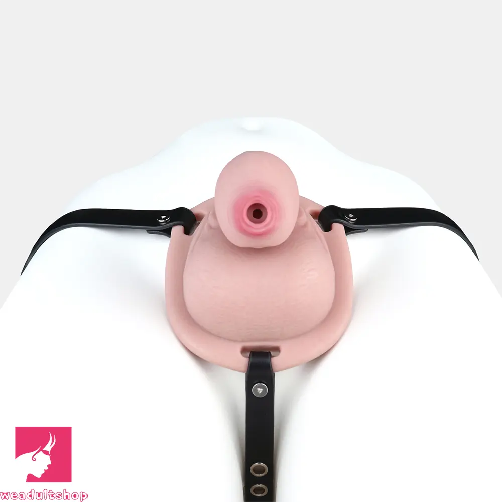 5.11in Real Hollow Chastity Cage Dildo Uncut Glans Couples Masturbator