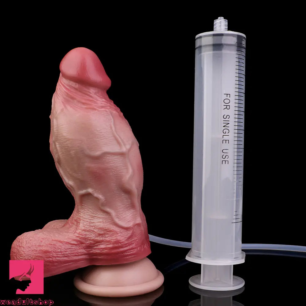 6.5in Liquid Thick Cock Real Silicone Double Layer Realistic Cumming Dildo