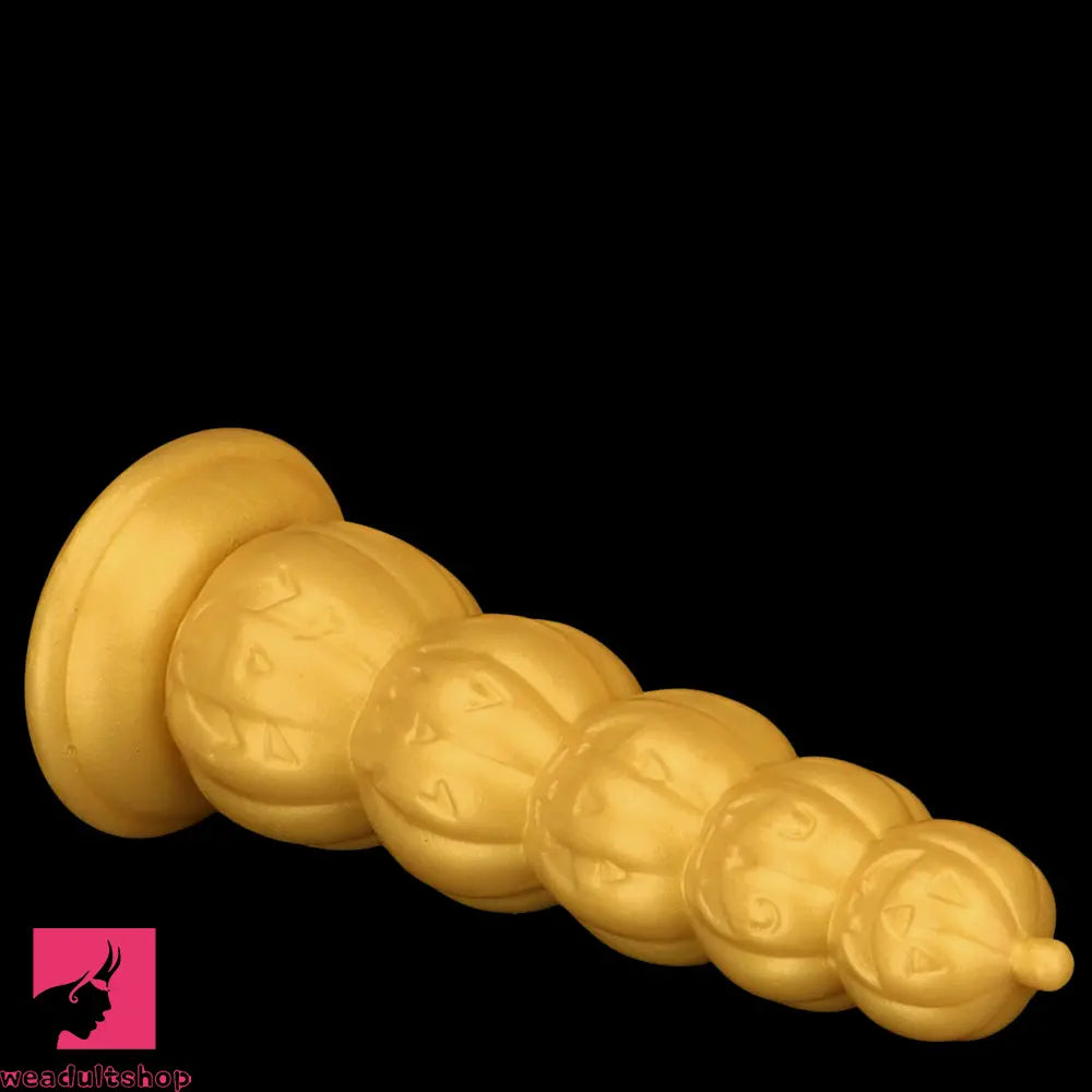 7.28in 8.66in 9.84in Golden Silicone Halloween Pumpkin Anal Odd Dildo