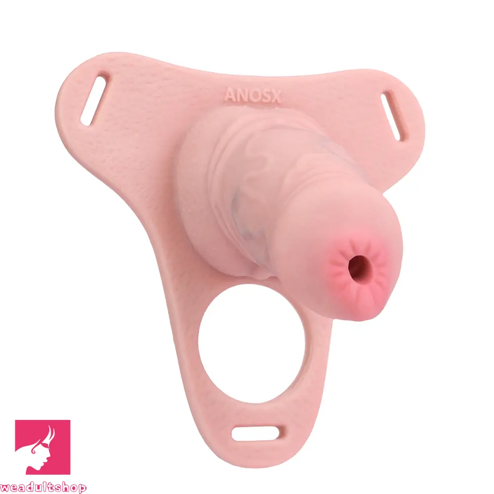 3.54in Silicone Soft Real Penis Cage Strap on Chastity Dildo With Lock