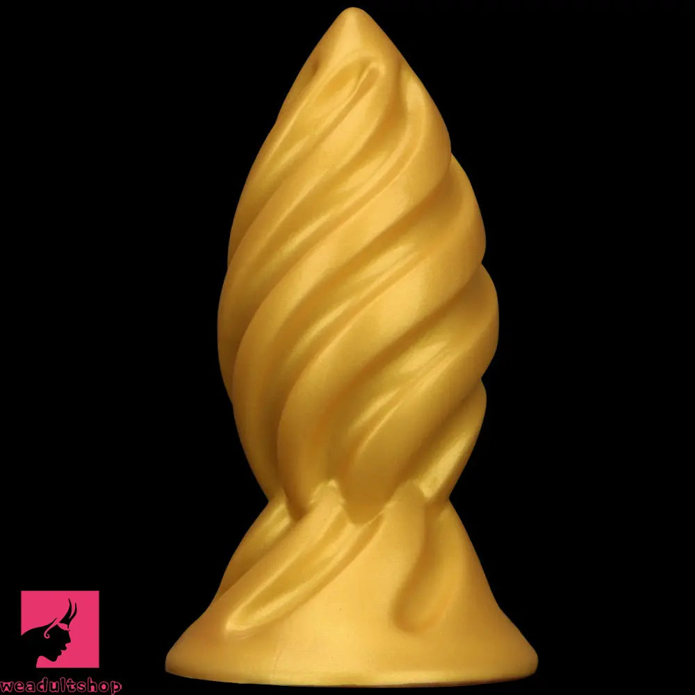 6.49in 7.67in 9.05in 9.84in Golden Silicone Spiral Thread Women Dildo
