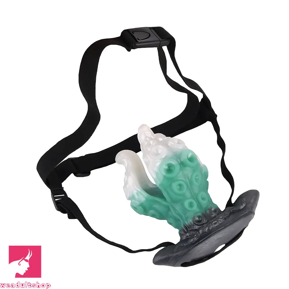 4.25in 5.15in 6.22in Odd Anchor Strap on Vibrating Mouth Gag Tentacle Dildo