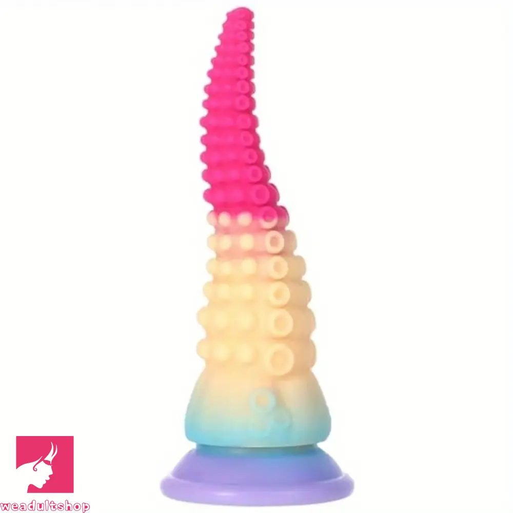 7.9in Tapered Tentacle Fantasy Octopus Suction Cup Soft Silicone Dildo