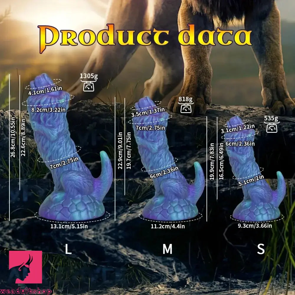 7.83in 9.01in 10.55in Unique Blue Lion Animal Dildo Thick Silicone Dildo