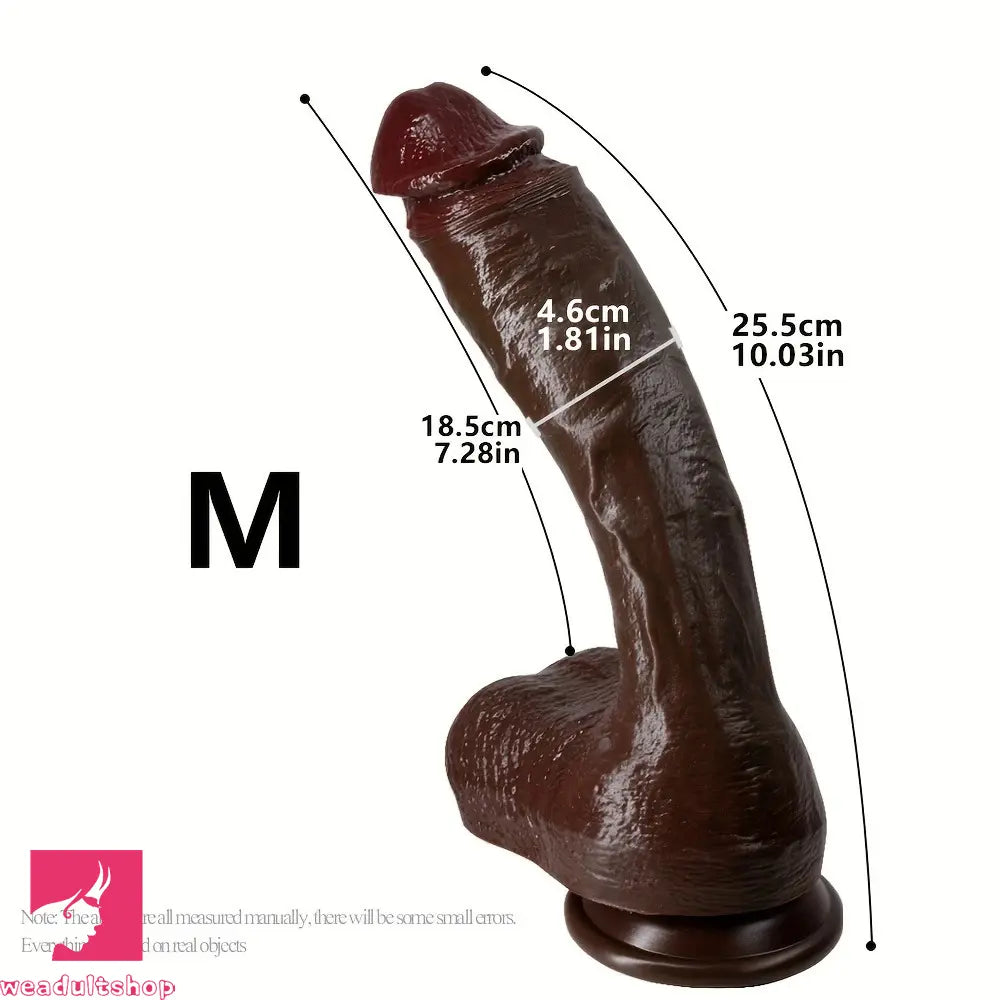Multi-Size Ebony Liquid Silicone Female Realistic Thick Cock Soft Dildo