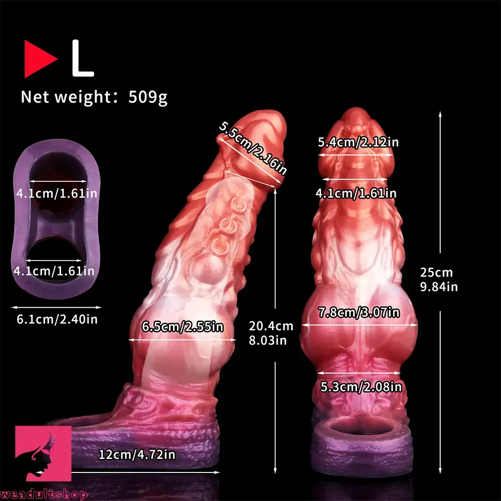 6.85in 8.11in 9.84in Dragon Monster Knot Silicone Dildo For Sleeve Sheath