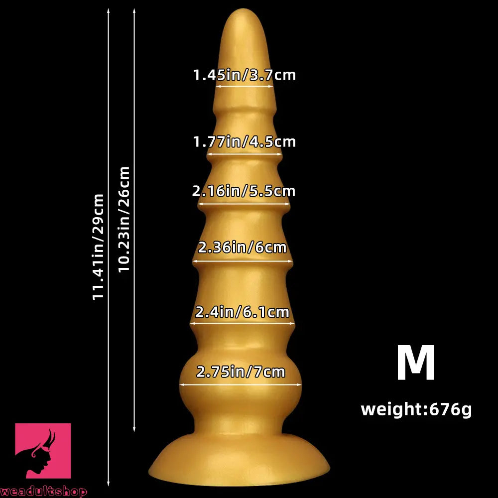 7.87in 11.41in 14.17in Golden Silicone Soft Anal Plug Dildo For Women Toy
