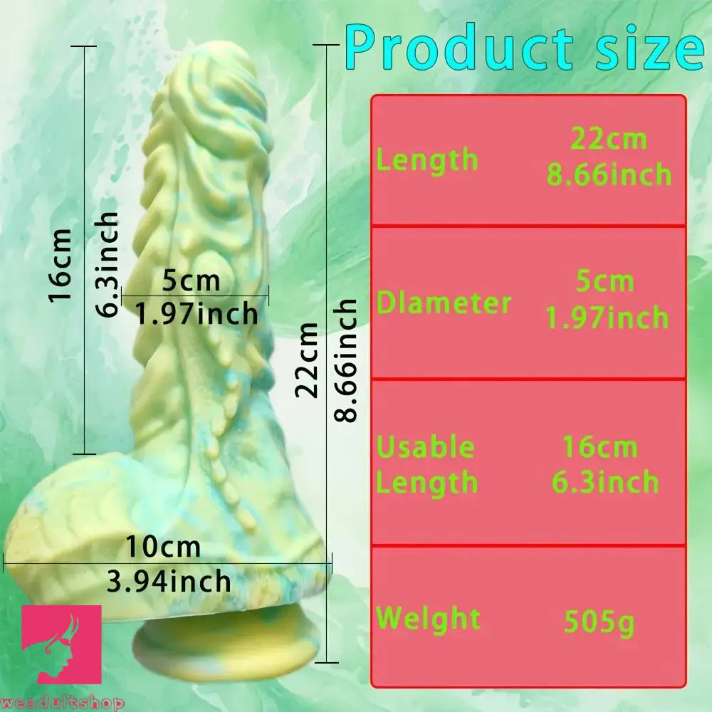 8.66in Dragon Giant Fantasy Reality Thick G-spot Soft Silicone Anal Dildo