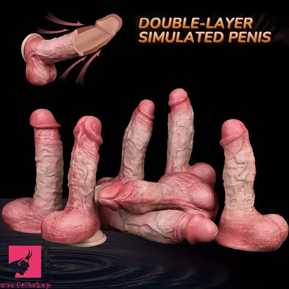 Double Layer Silicone Realistic Cock Soft Lifelike Penis Multiple Dildos