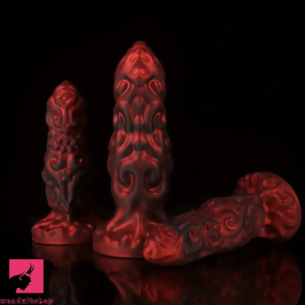 7.71in 8.89in 10.03in High End Dark Red Monster Alien Soft Silicone Dildo