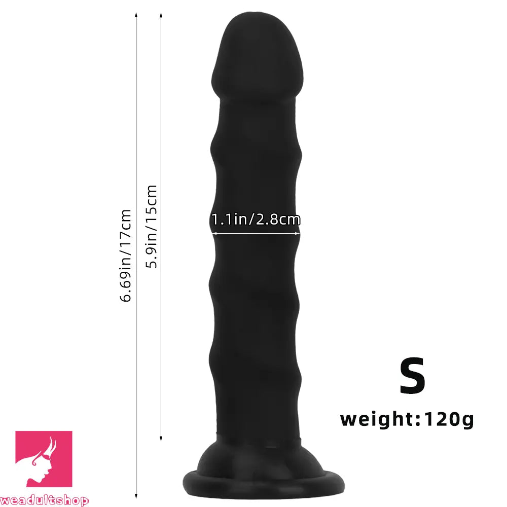 6.69in 8.46in 9.84in Black Mushroom Head Silicone Soft Dildo For Sex