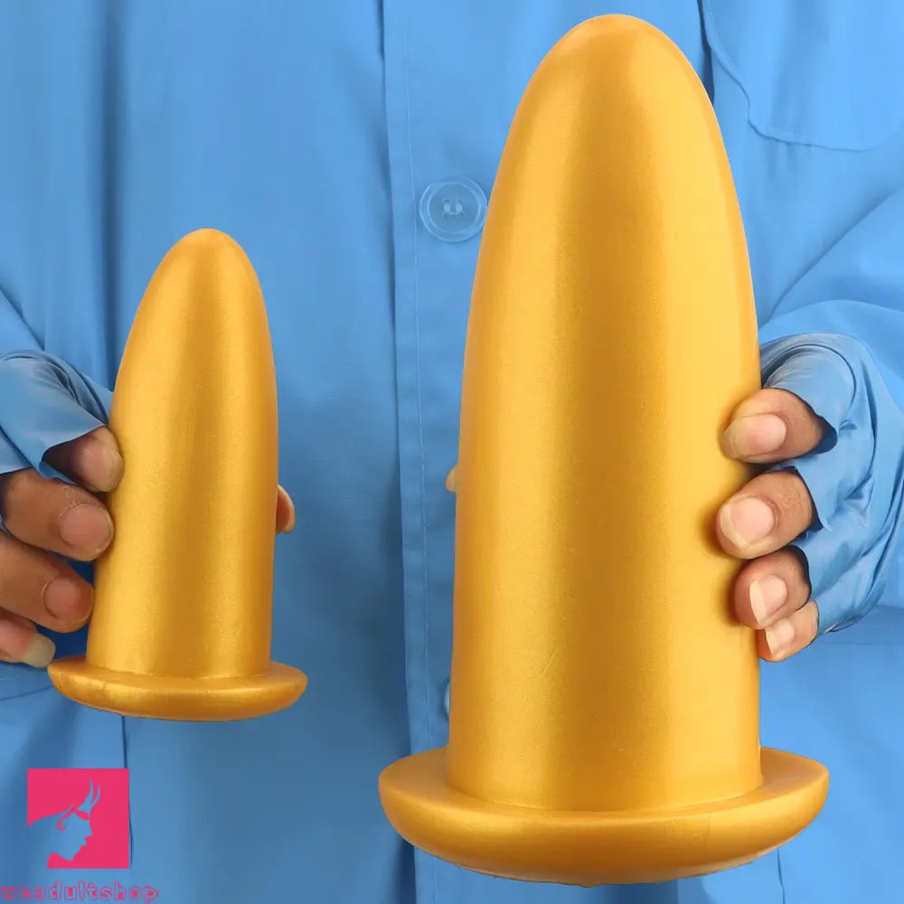 4.72in 5.7in 7.08in 8.26in Gold Silicone Soft Thick Missile Design Dildo Toy