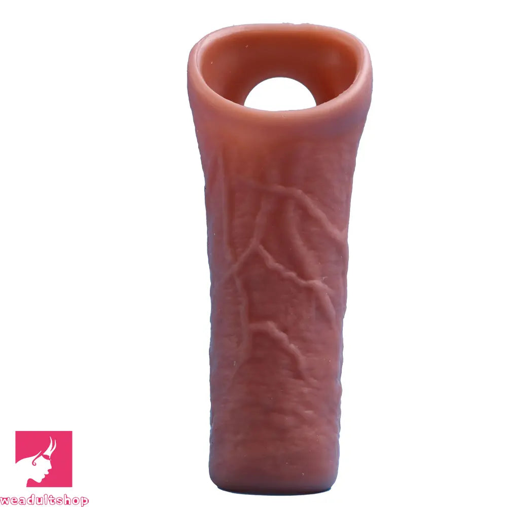 6.3in Round Design Real Veins Silicone Cock Dildo Sleeve For G-Spot Cock