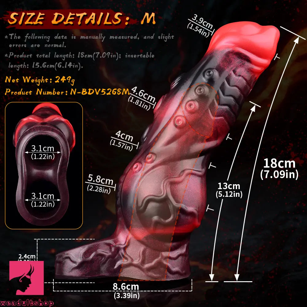 5.98in 7.09in Silicone Tentacle Cock Sleeve Knot Vibrating Hollow Dildo
