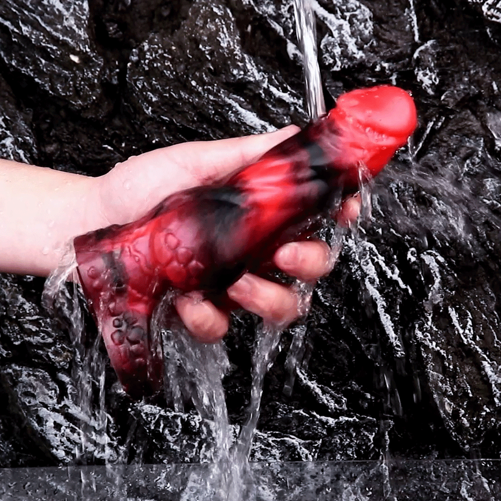 7.17in Silicone Dog Cock Sleeve Knot Vibrating Automatic Hollow Soft Dildo