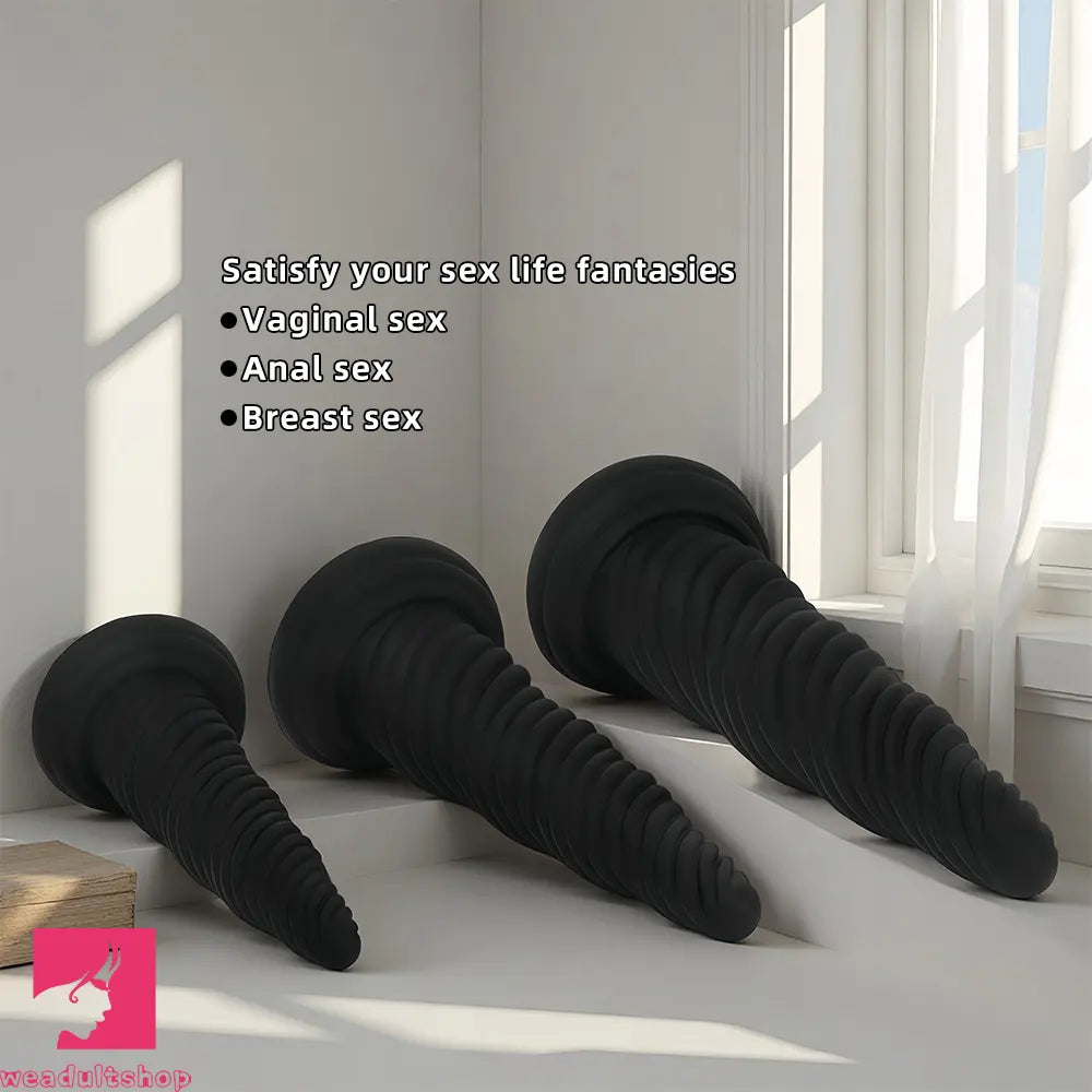 8.26in 10.43in 12in Silicone Thread Black Big Soft Dildo Anal Masturbator
