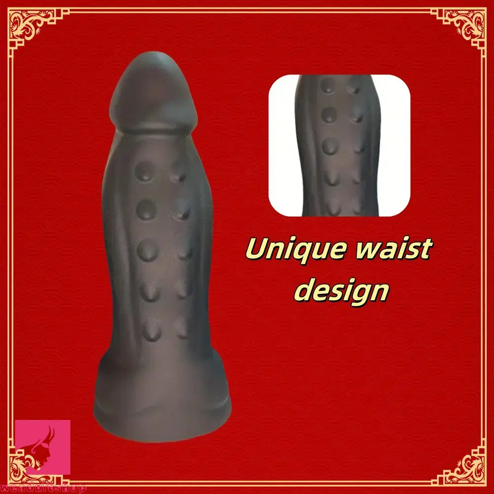 6.69in Black Liquid Silicone Realistic Spiked Dildo For Clit Masturbation