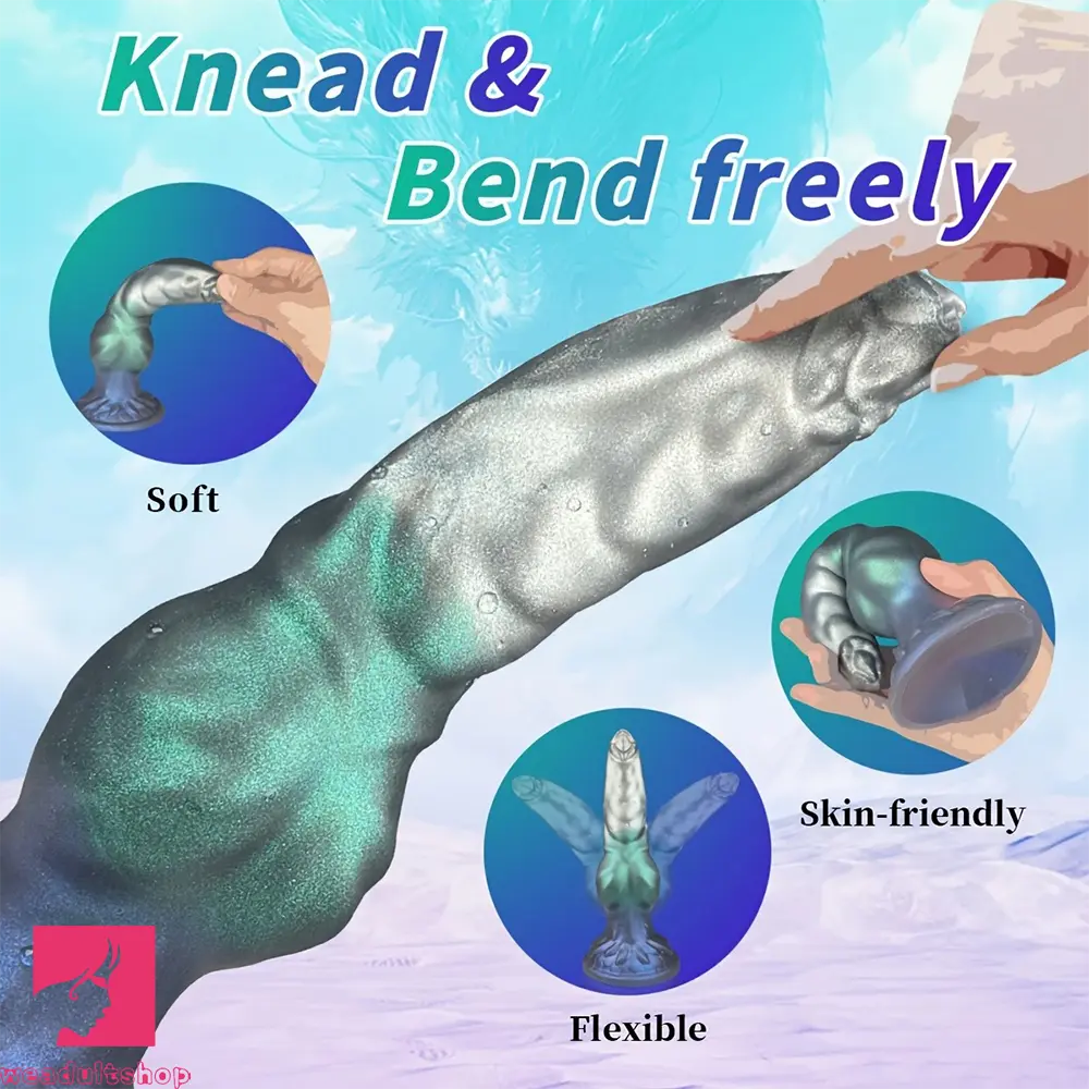 7.48in Special-shaped Silicone Metallic Dog Pendant Knot Dildo G Spot Toy