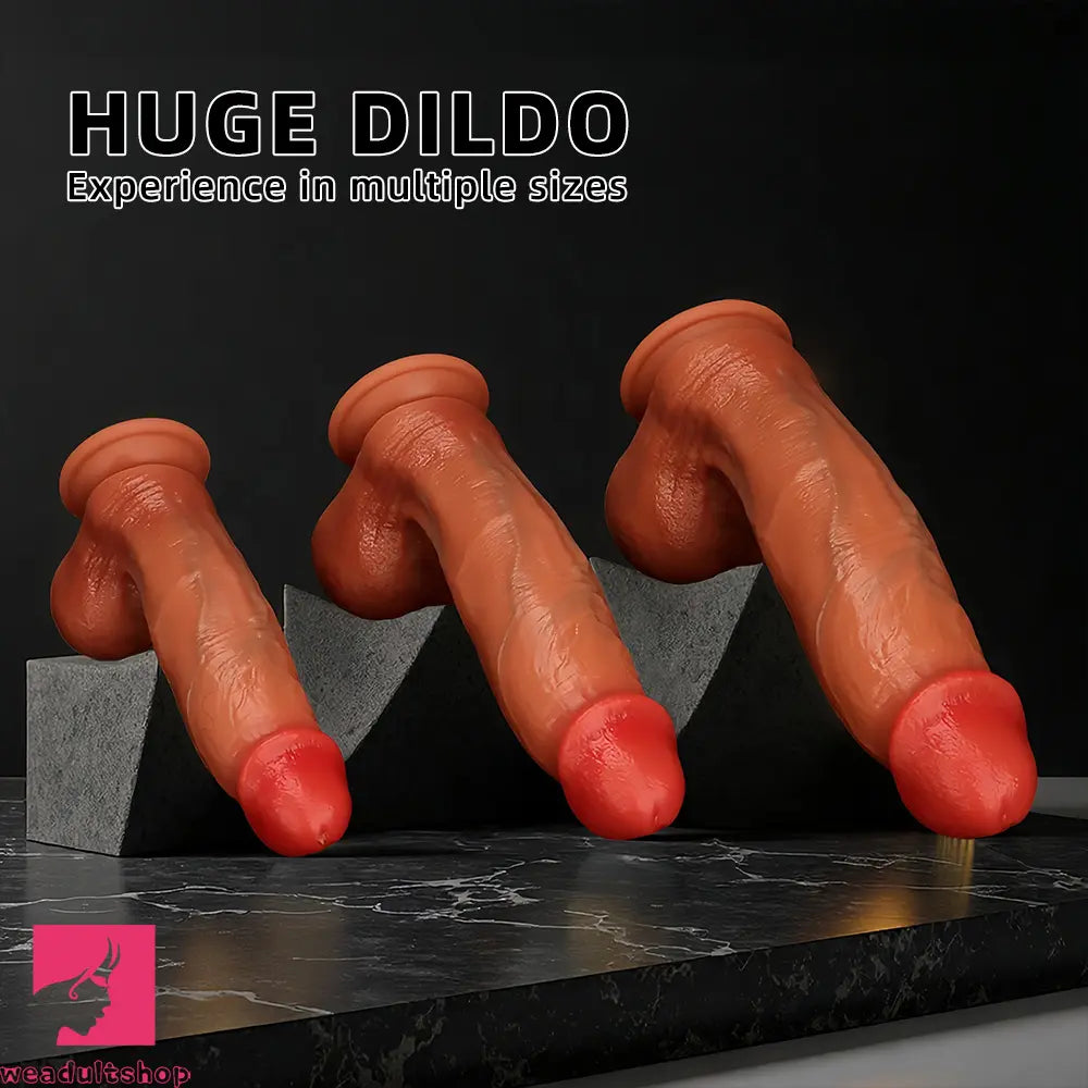9.05in 10.23in 11.81in Oversized Curved Mushroom Head Silicone Sex Dildo