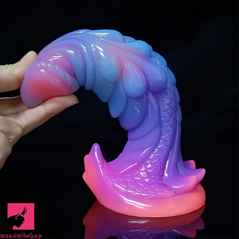 8.66in Glow-in-the-Dark Monster Dragon Big Silicone Dildo Clit Probe Toy