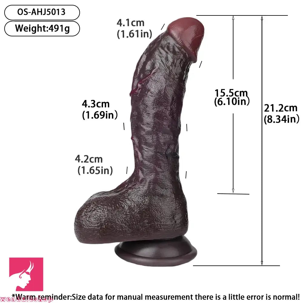 8.34in Real Curved Dual Density Silicone Soft Dildo Pleasure Couple Anal Play
