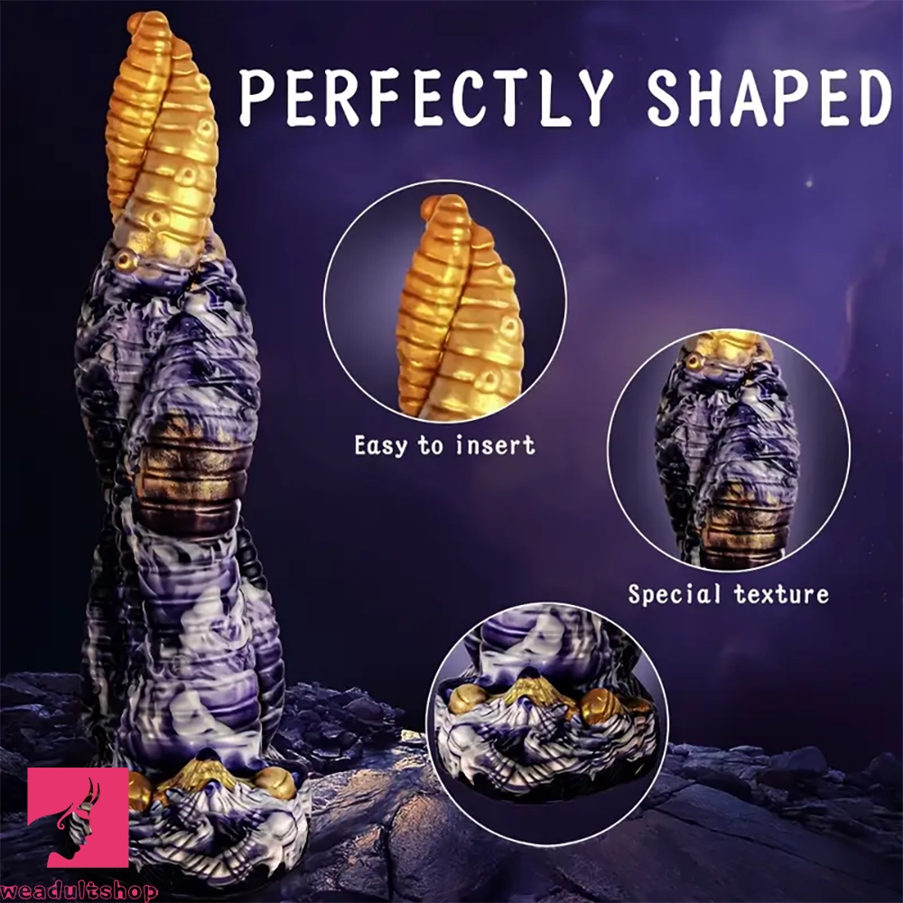 9.84in Striped Silicone Penis Realistic Spiral Fantasy Tentacle Cock Dildo