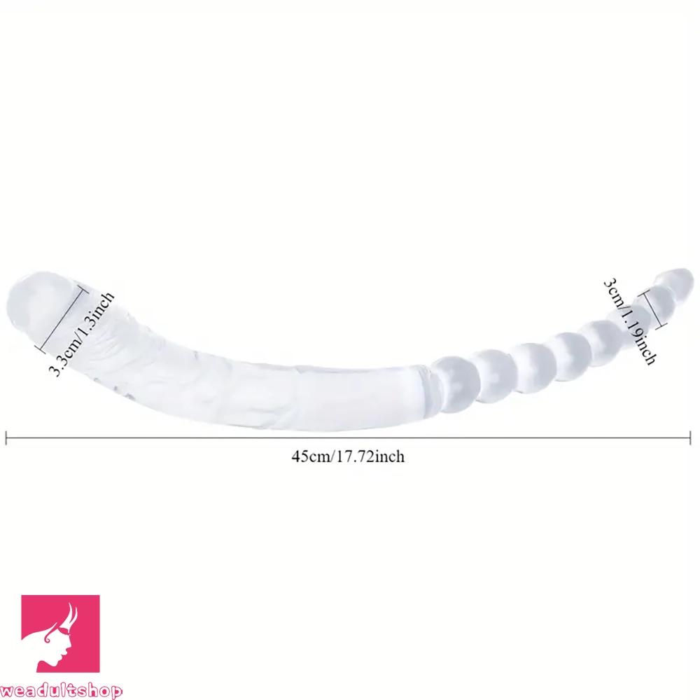 17.72in Clear Dual-Headed Dildo PVC Phallus Sex Toy With Bead Chain 17.72in Clear Dual-Headed Dildo PVC Phallus Sex Toy With Bead Chain
