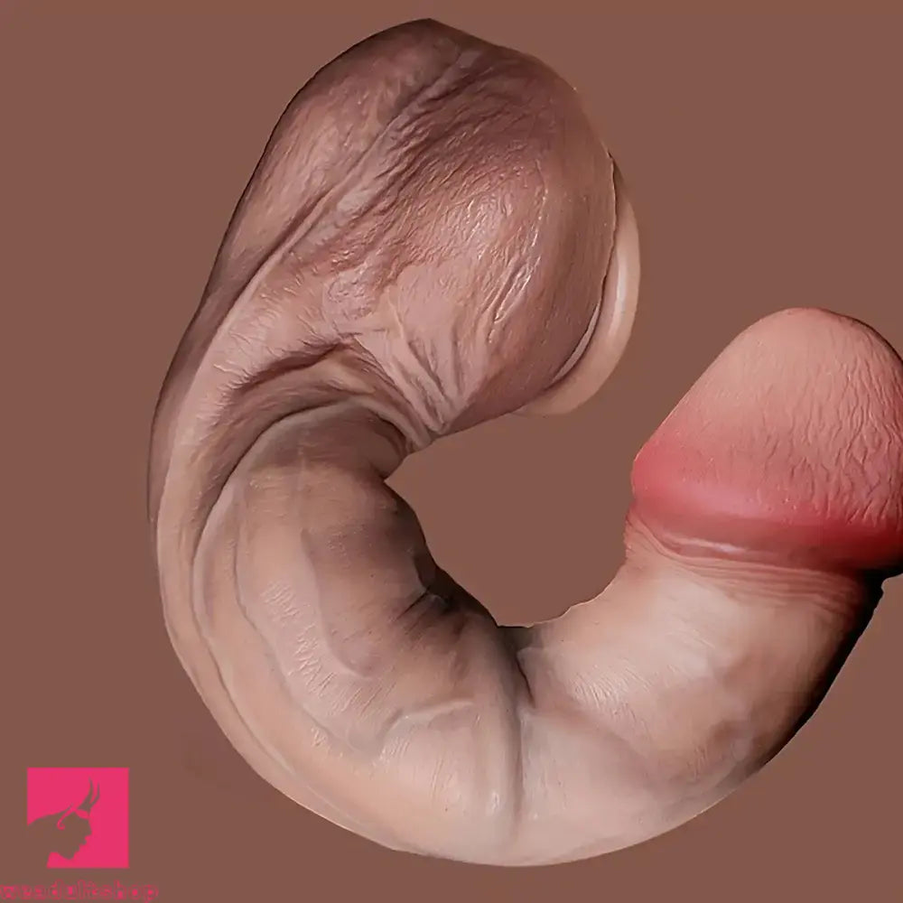 8.07in Realistic Thick Silicone Penis Lifelike Texture Flexible Anal Dildo