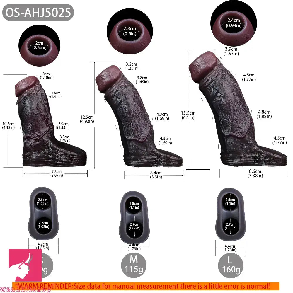 4.13in 4.92in 6.1in Real Skin-Friendly Stretchable Hollow Dildo Sleeve Toy