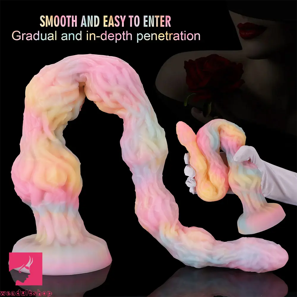 17.32in 21.25in 25.19in Luminous Pull Beads Silicone Dildo Butt Plug Rare Cock