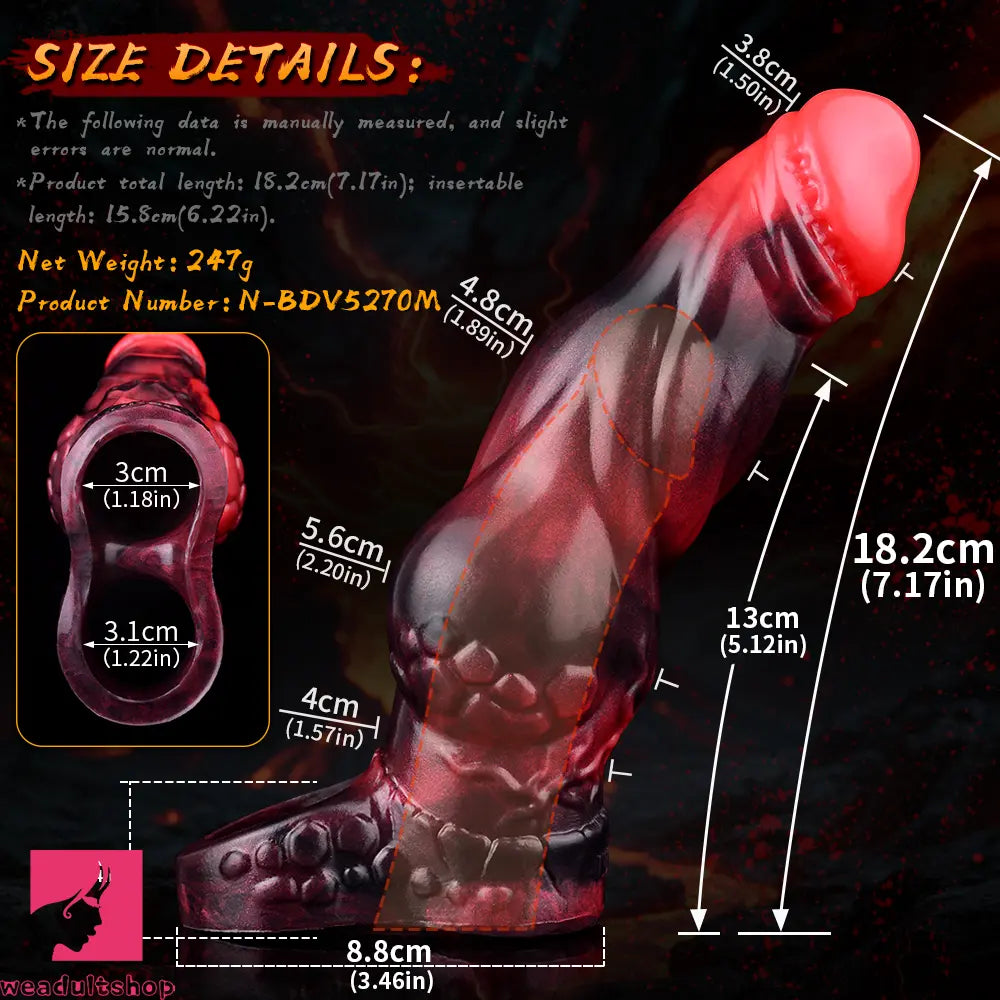 7.17in Silicone Dog Cock Sleeve Knot Vibrating Automatic Hollow Soft Dildo