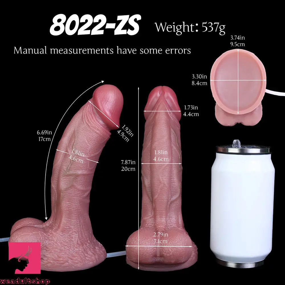 7.87in Realistic Appearance Silicone Adult Double Layer Squirting Strap on Dildo