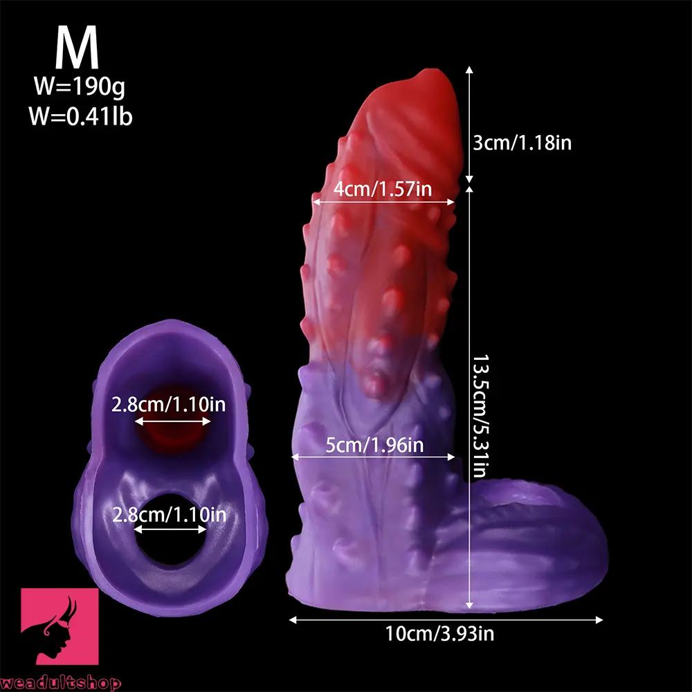 4.72in 5.31in 5.9in Spiked Cock Hollow Dildo Sleeve Penis Extended Sheath