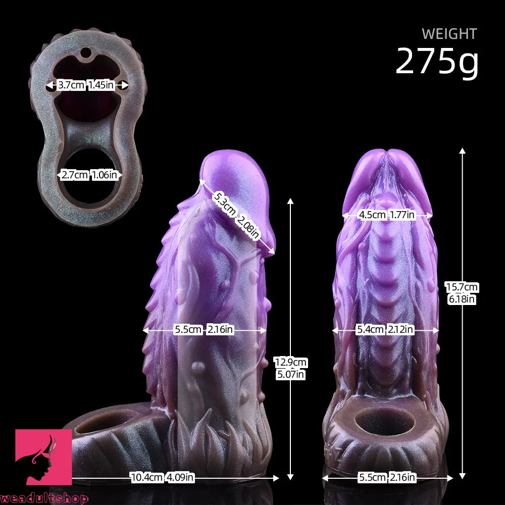 6.18in Dragon Fantasy Hollow Spiked Soft Dildo Sleeve For Cock Enlargement