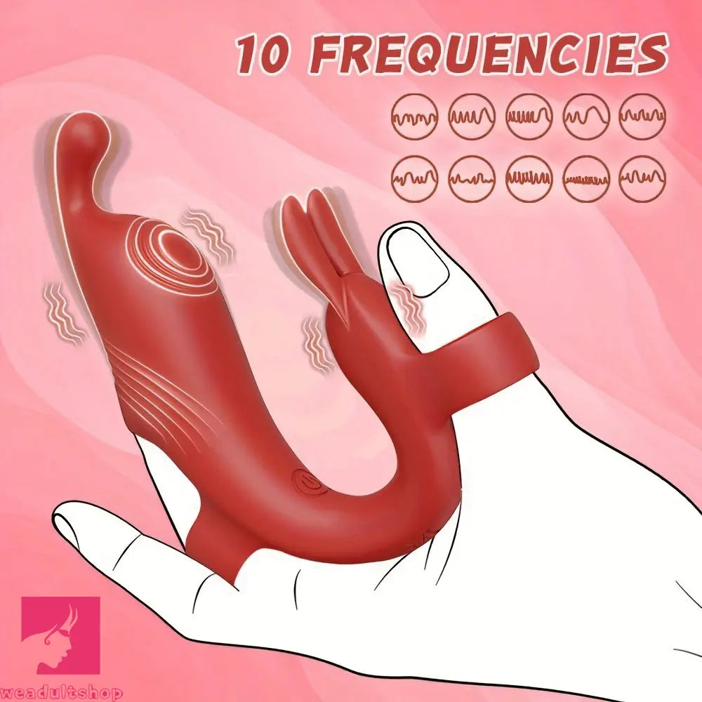 4.52in Rabbit Finger Stimulator 10 Vibration G-spot Mini Nipple Cock Dildo