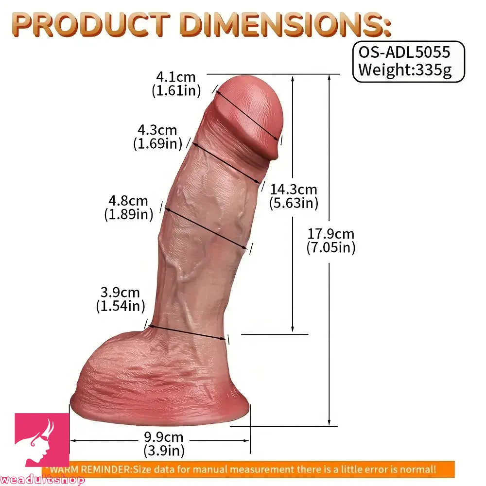 7.05in Double-Layer Silicone Flesh-Colored Realistic Female Anal Dildo